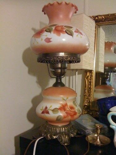 Antique gone with the wind style hurricane parlor hand painted