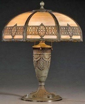 Antique slag glass lamps 14