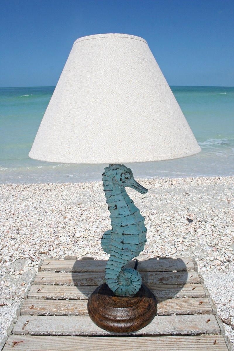 Aqua seahorse beach cottage lamp fun and whimsical