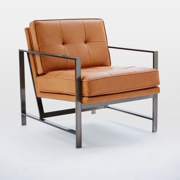 Metal frame leather chair