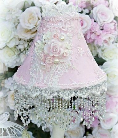 Roses and pearls medium beaded victorian lampshade
