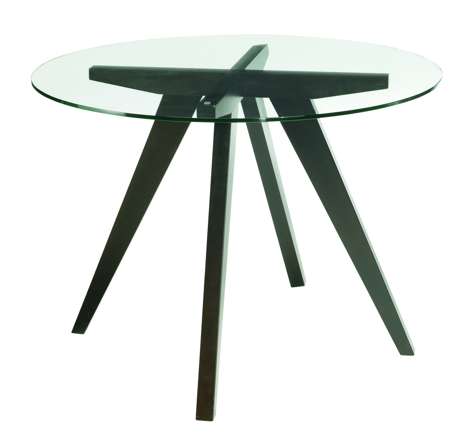 Round glass dining table wood base 35