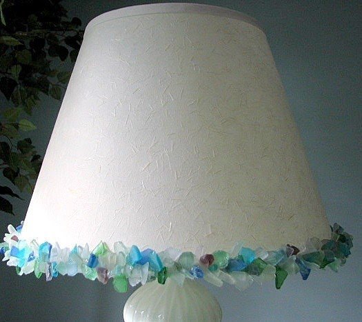 Sea glass lamp shade for nautical decor