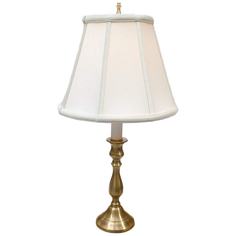 Solid Brass White Shade Candlestick Table Lamp