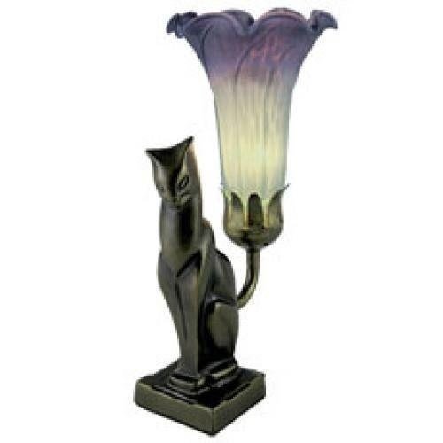 Standard Specialty 6266 Gorgeous Sitting Cat Tulip Shade - Green/Purple Table Lamp