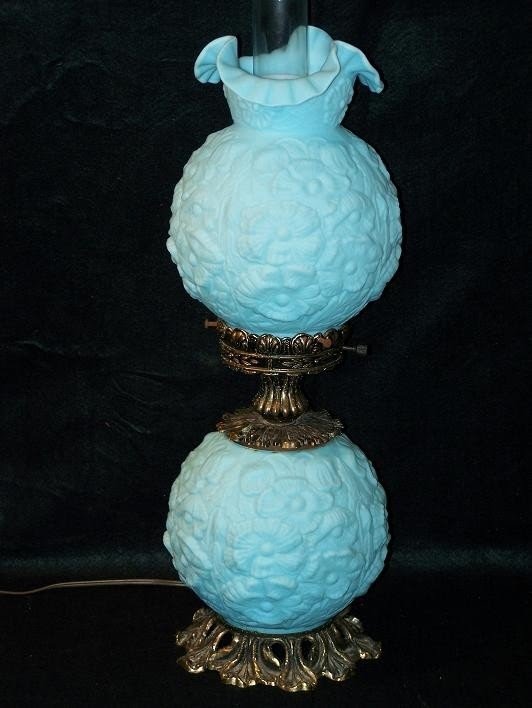 Vintage Blue Hurricane Lamp