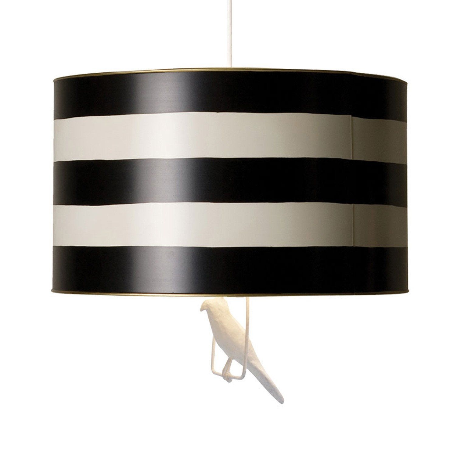 navy and white striped lamp shade