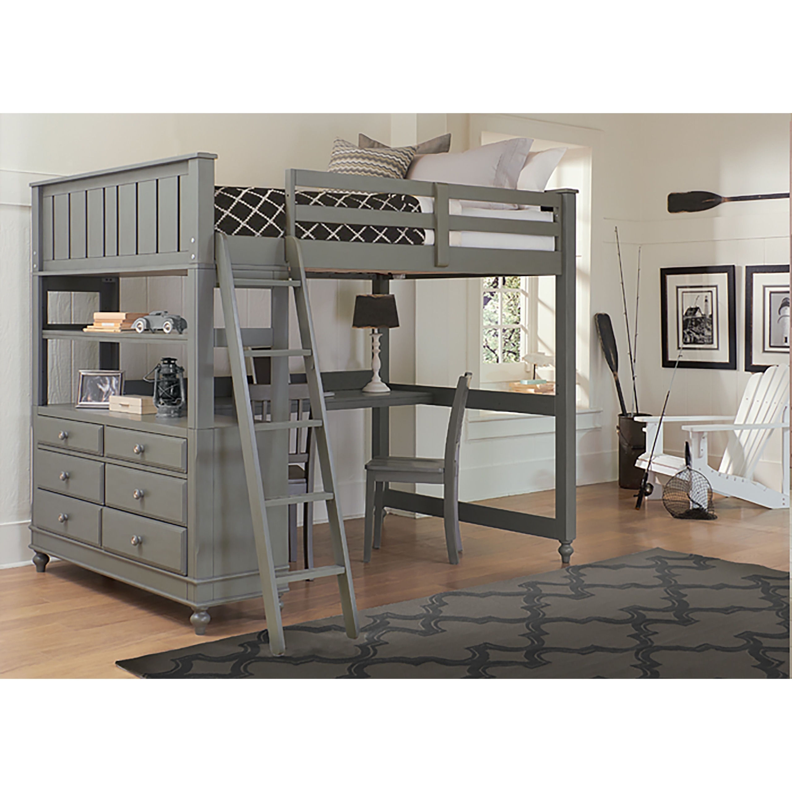 Bunk beds with desk and drawers