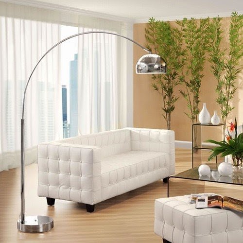 floor lamp behind sectional sofa