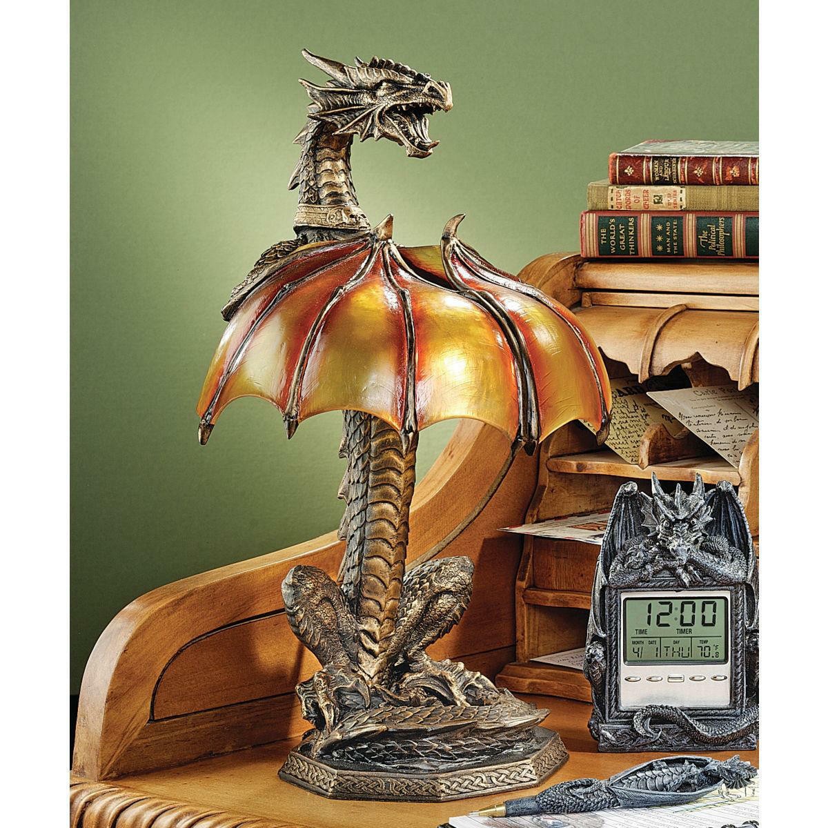 Light Of Dragons Fire Statue Table Lamp Gothic Medieval Decor Display Products