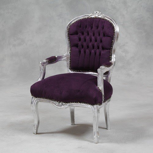 Purple velvet french arm chair fu c14