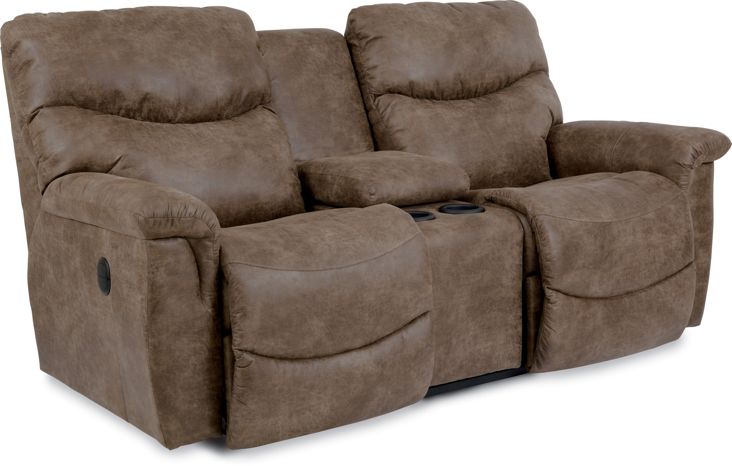 Reclining loveseat with cup holders