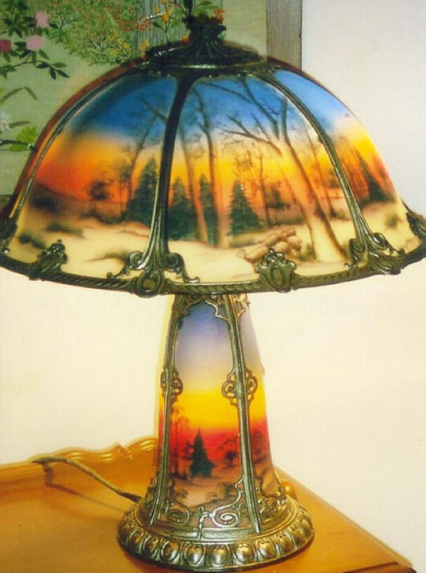 reproduction reverse painted lamp shades