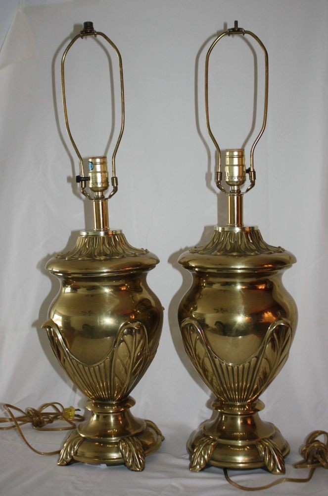 Solid brass table lamps mcm mid century modern decor 28