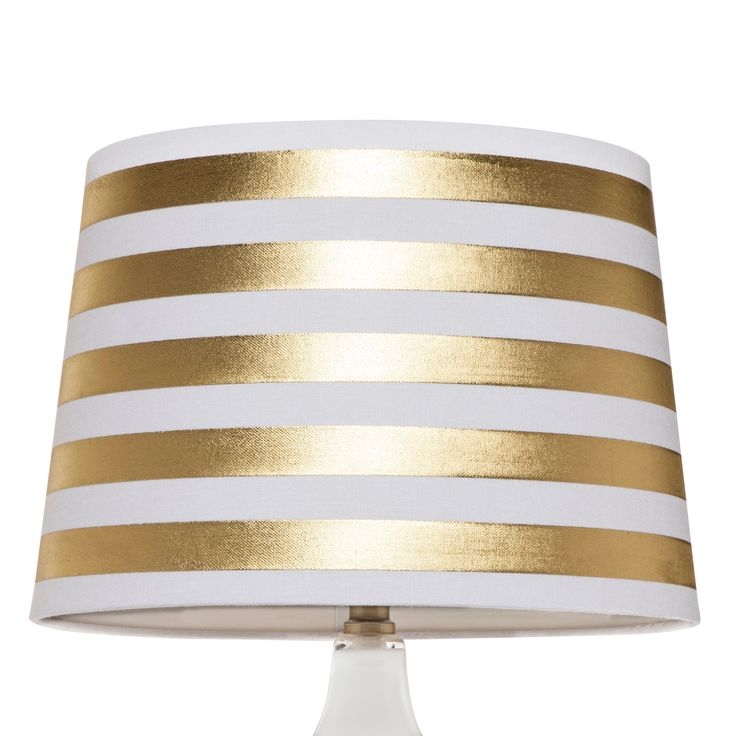 gold and white striped lamp shade