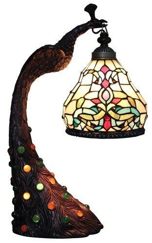 The peacock genuine stained glass table lamp