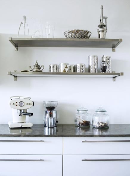 Wall mounted stainless steel shelving