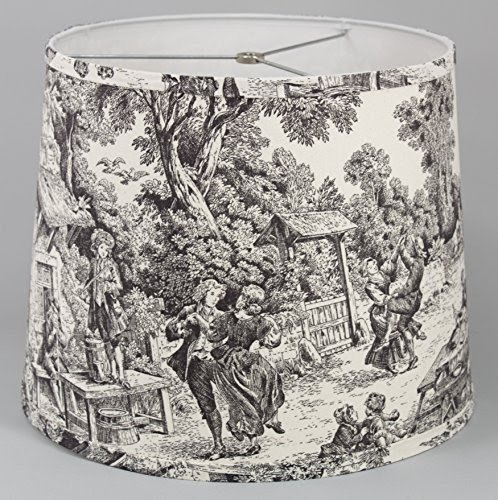 Albert Estate LTD, Black Toile Drum Shade,12x14x11,Softback with poly silk lining, Washer Fitter