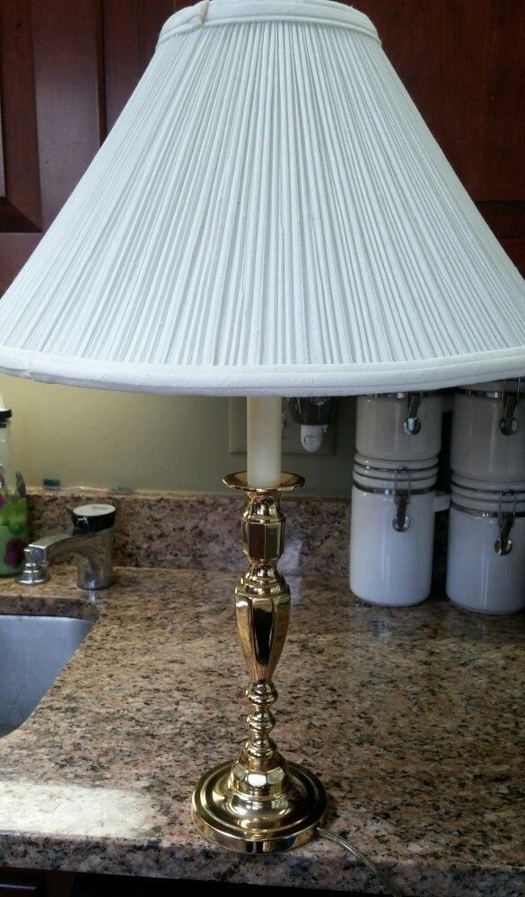 Baldwin brass lamp and lampshade marked 24 tall euc