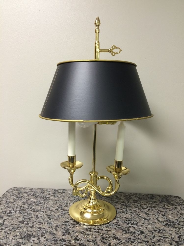 Baldwin Brass Serpentine Bouillotte 23 Inch Lamp Shade Excellent Forged In Usa