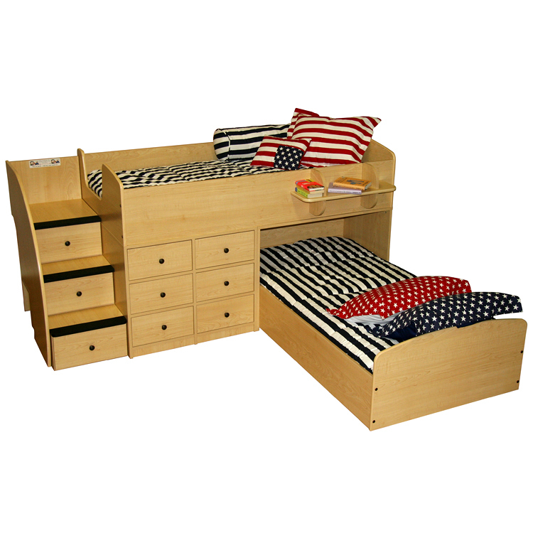 Berg Furniture Sierra Full Over Twin Captains Bed For Two With Stairs