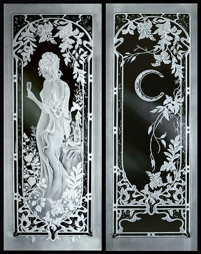 Crystal glass studio architectural etched glass for windows entry doors