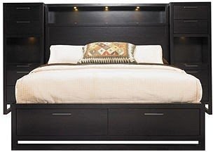 Furniture noir california king 4 piece set bookcase headboard