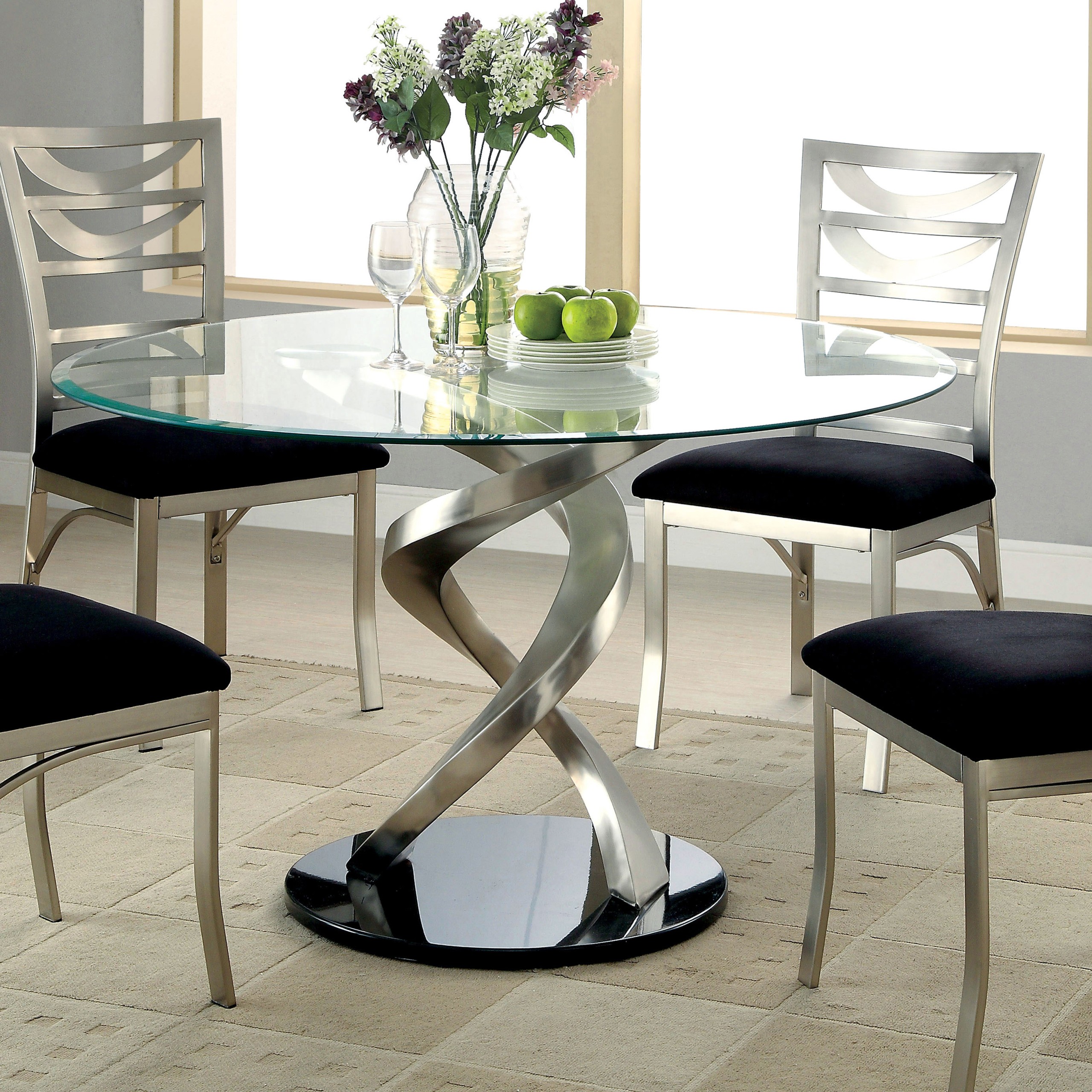 90cm round glass dining table and chairs