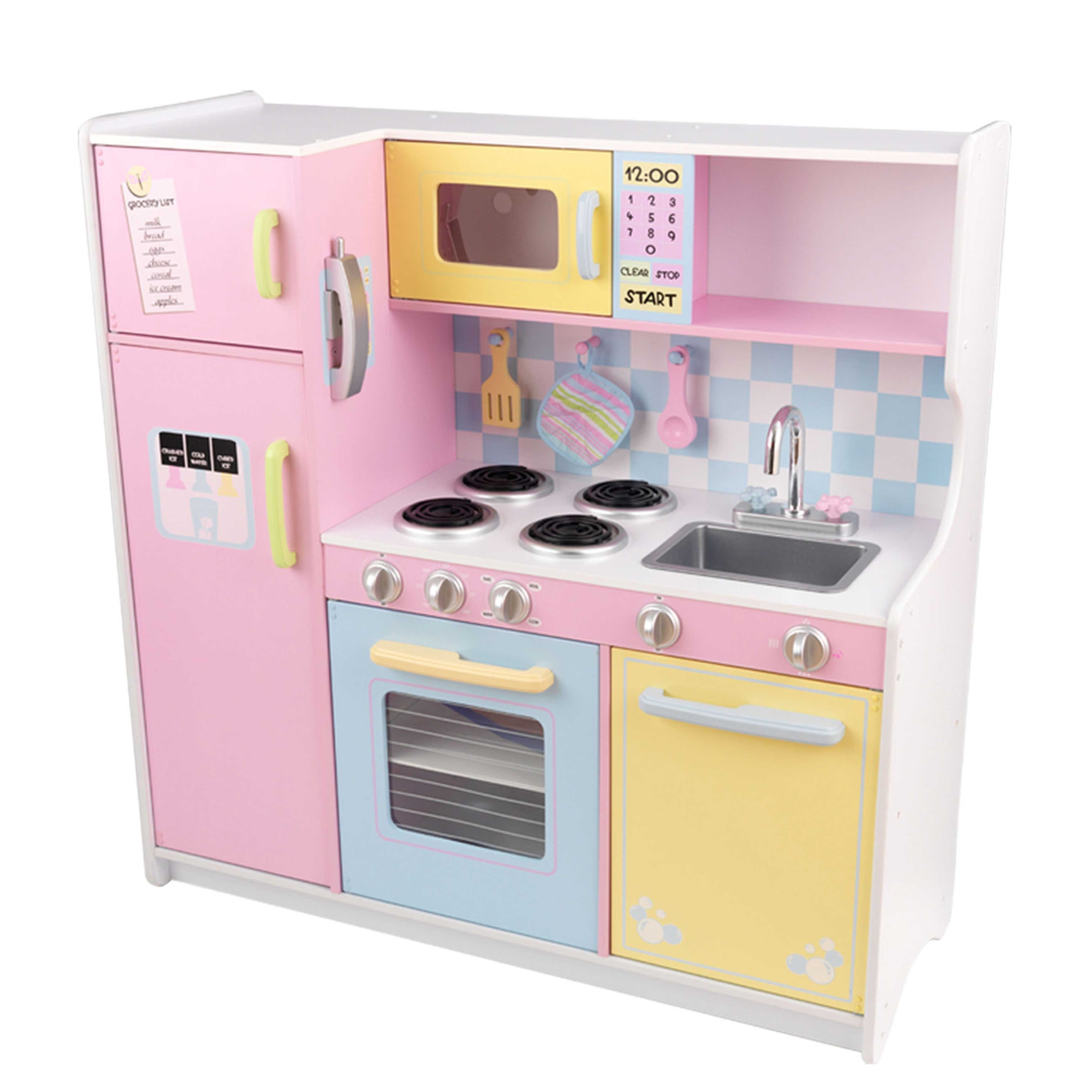 kidkraft pink wooden kitchen