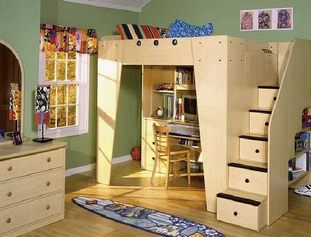 Loft bed with storage and desk