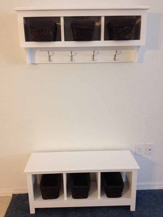Matching 36 cubby coat rack bench shelf