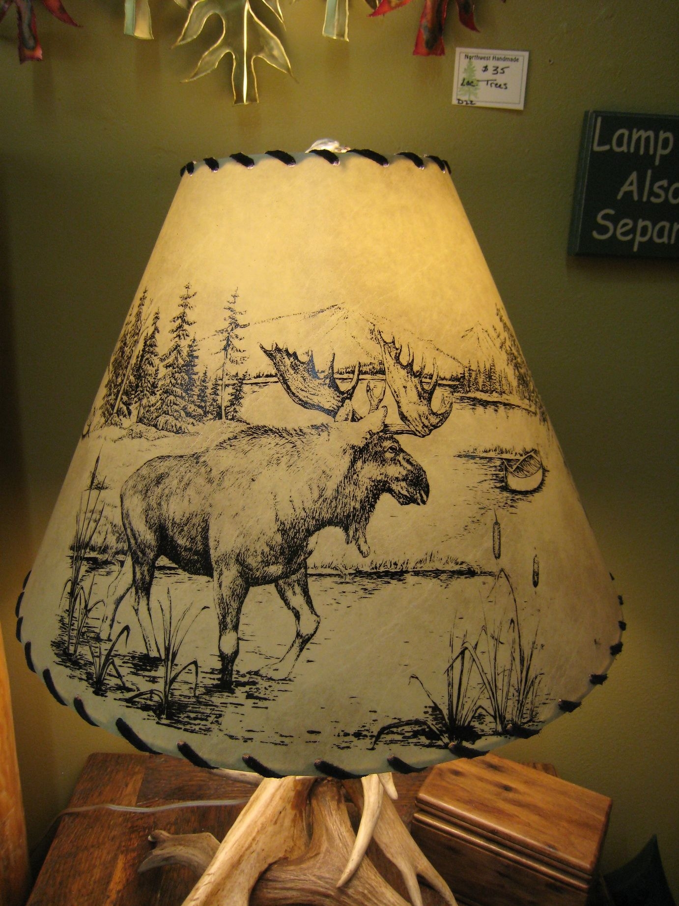 Moose printed handmade lamp shade