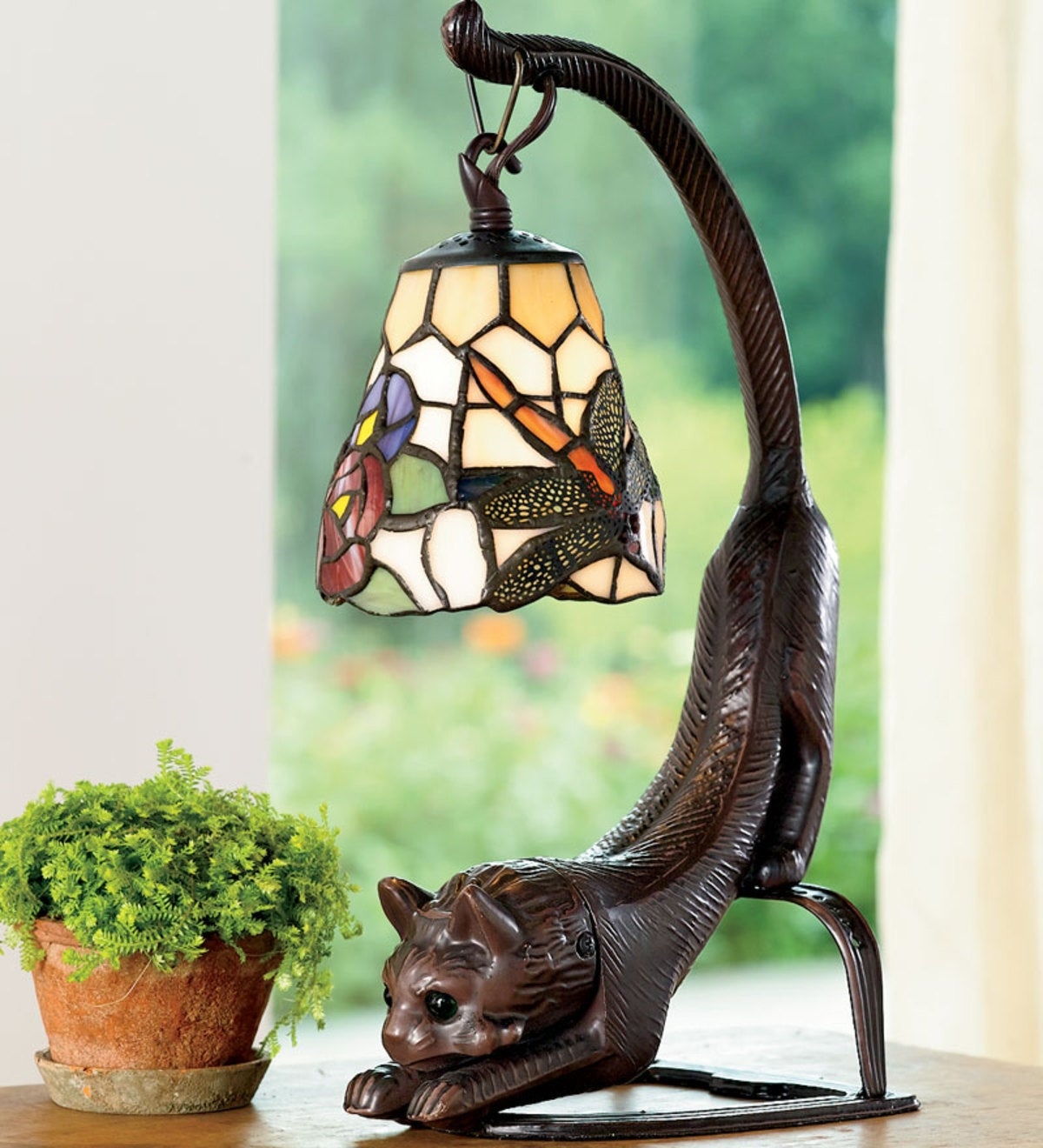 New Arrival Colored Glass Cat Tiffany Table Lamp Lights Children'S Lamp