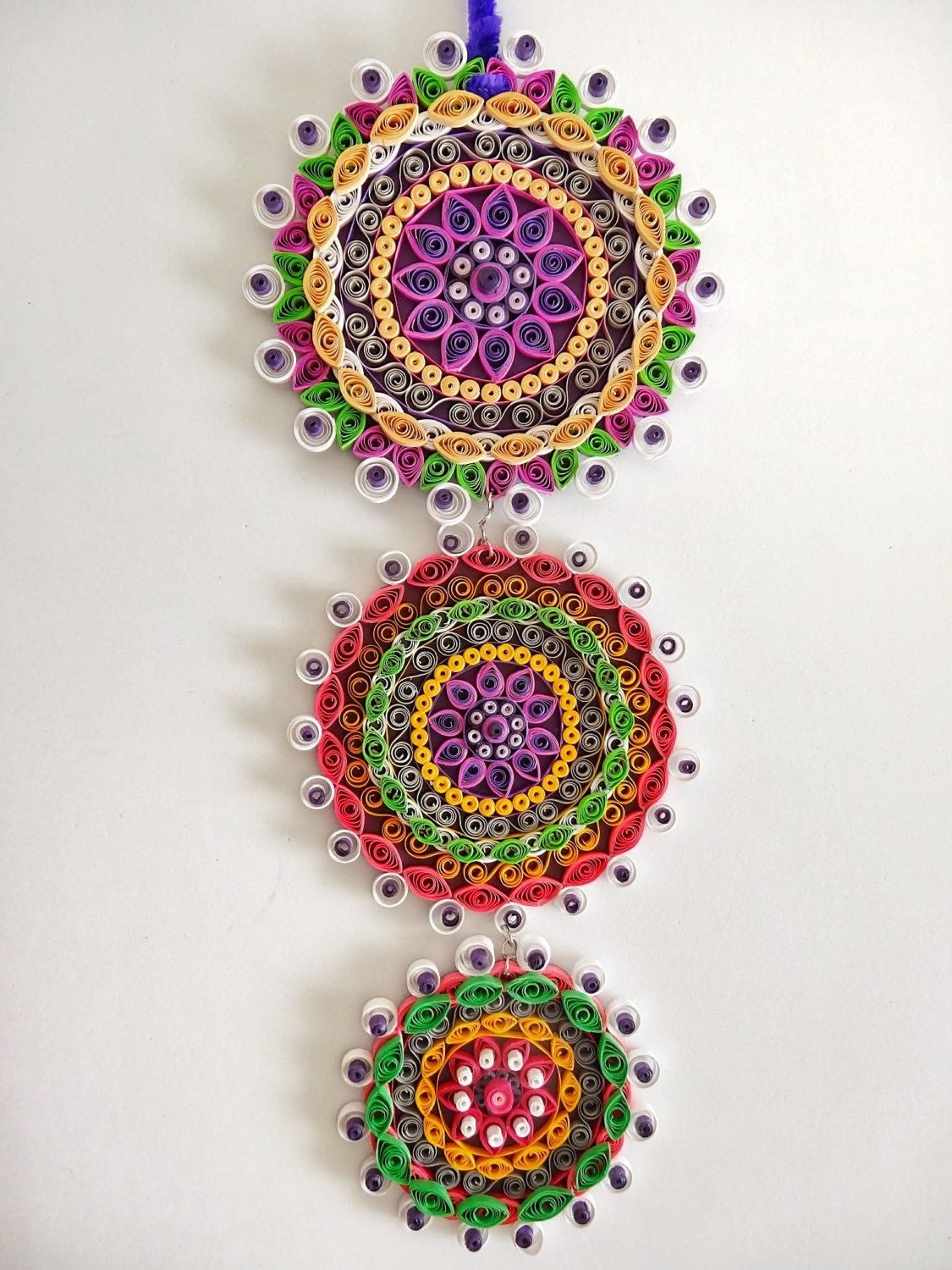 Purple themed floral paper quilled wall