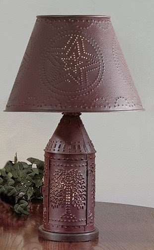 Colonial Tin 2' X 6' X 4' Punched Willow Tree Lampshade in Rustic Brown 