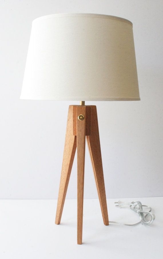 Table lamp tripod slim mahogany african