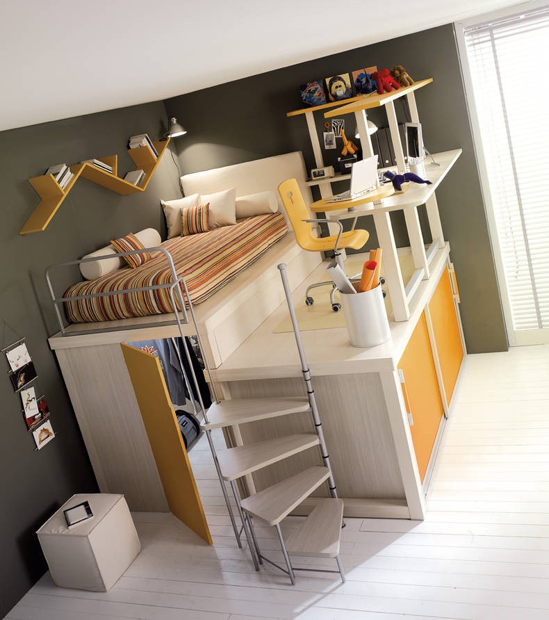 Twin loft bed with desk and storage