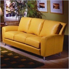 Yellow leather sofas