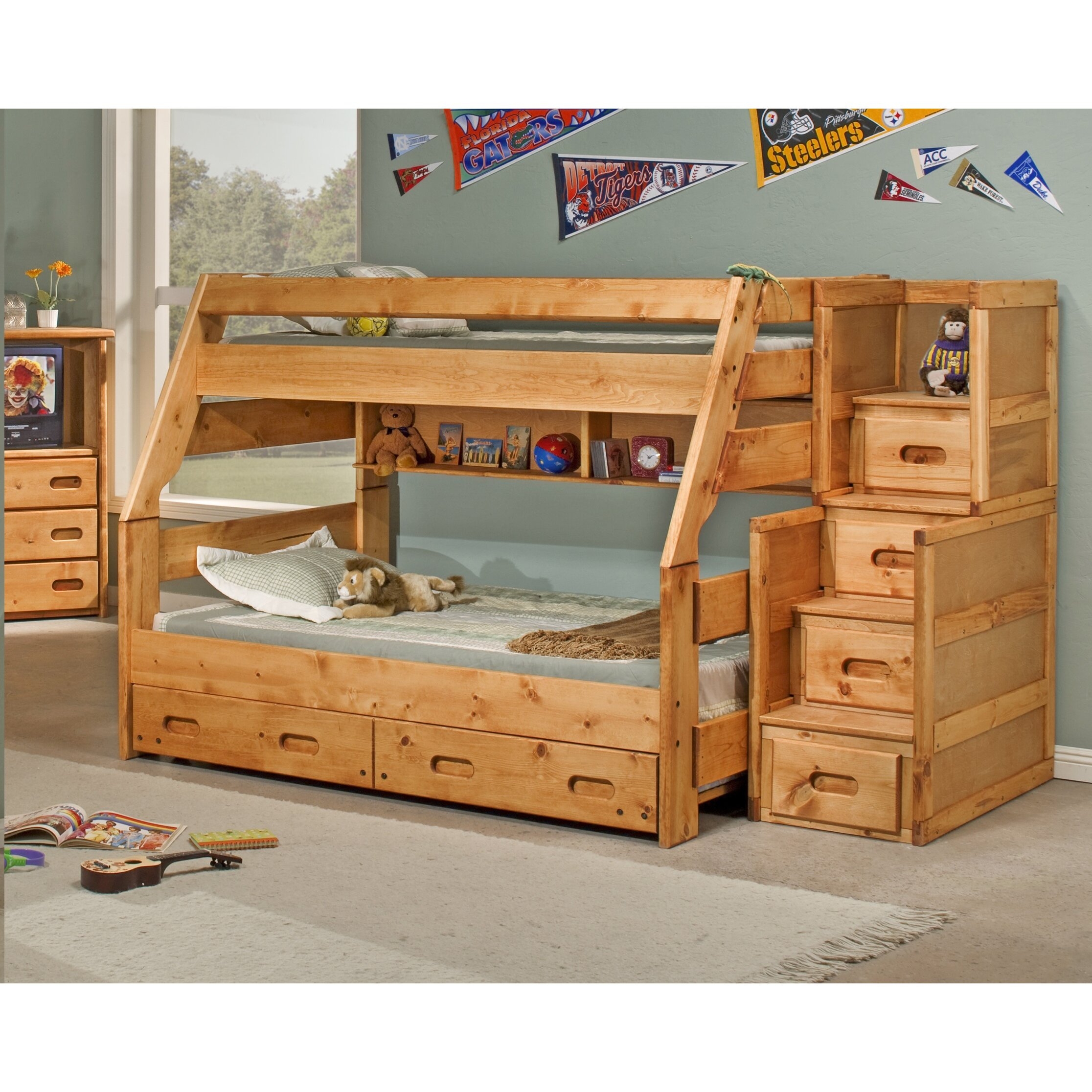 Chelsea home twin over full bunk bed with trundle and