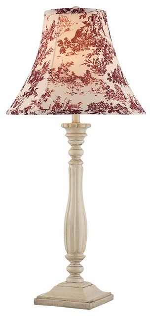 Country Cottage Red Toile Shade Fluted French Table Lamp Traditional Lamp Shades