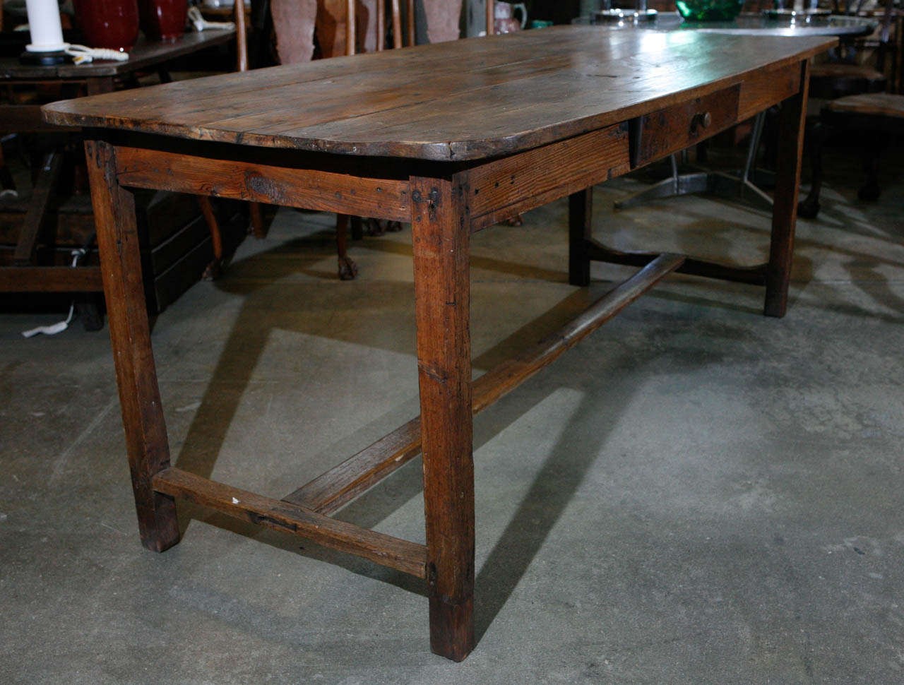 French country dining table desk with drawer image 2