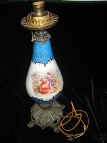 Friedrich stahl hand painted antique porcelain lamp