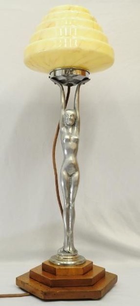 Antiques Atlas - Art Deco Three Graces Glass Table Lamp