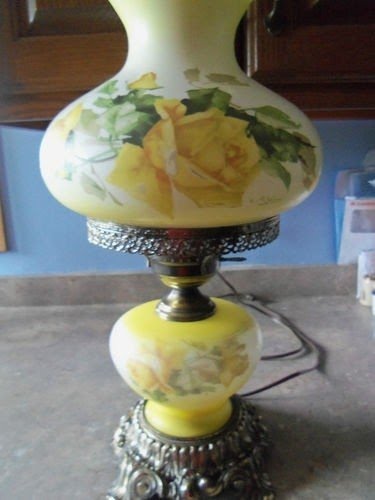 Hurricane yellow roses lamp gone with the wind light mid