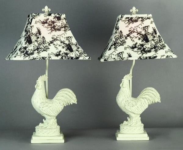 Image detail for french country rooster lamp pair black toile