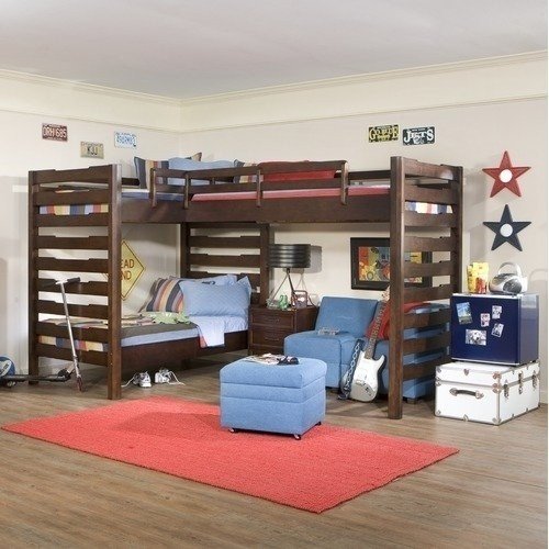 l shaped double loft bed