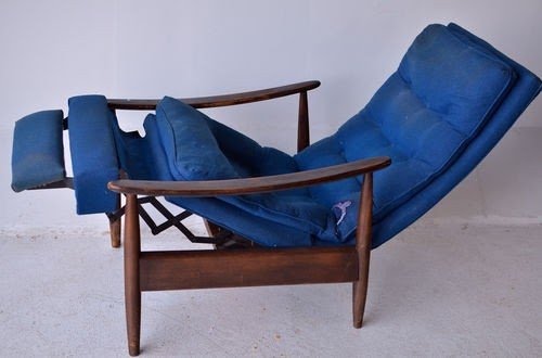 Mid century modern milo baughman style reclining lounge chair vintage