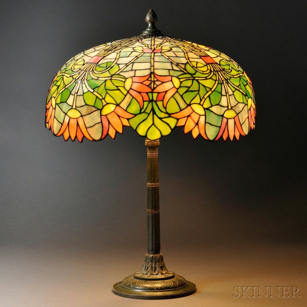 Mosaic glass egyptian revival table lamp attributed to gorham art