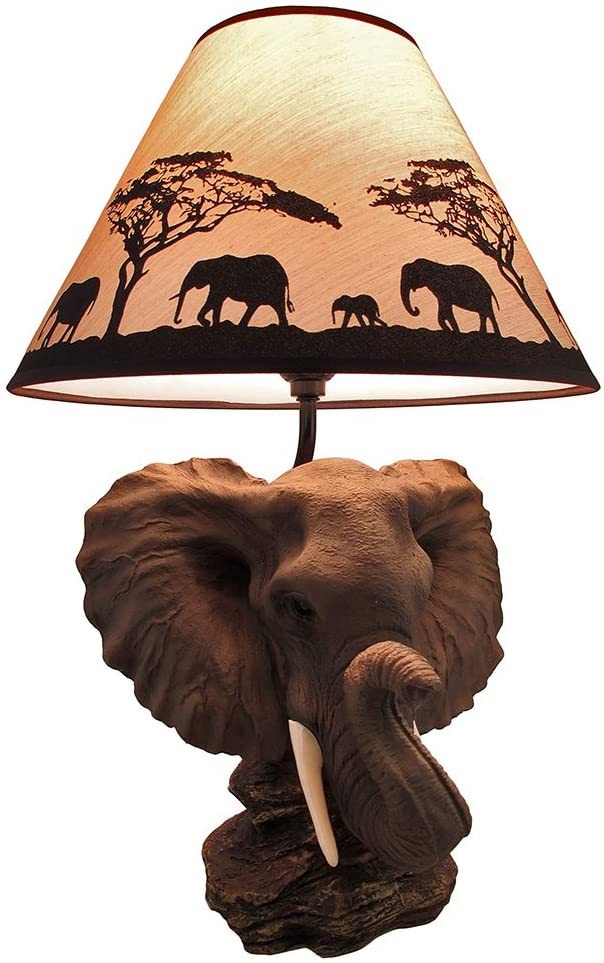 Safari Light Elephant Head Table Lamp With Silhouette Shade Eclectic Table Lamps
