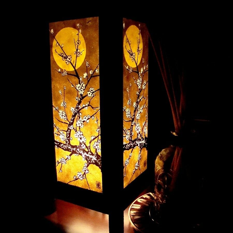 Table Lamp Led Asian Handmade Wood Oriental Lighting Lantern Decor Japanese Home